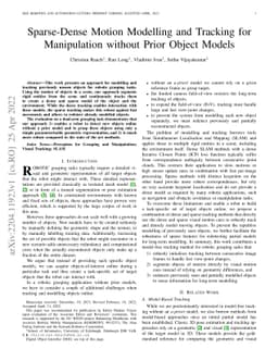 Sparse-Dense Motion Modelling and Tracking for Manipulation without
  Prior Object Models