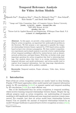 Temporal Relevance Analysis for Video Action Models