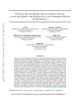 Crystal Transformer: Self-learning neural language model for Generative
  and Tinkering Design of Materials