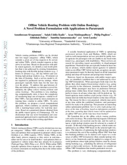 Offline Vehicle Routing Problem with Online Bookings: A Novel Problem
  Formulation with Applications to Paratransit