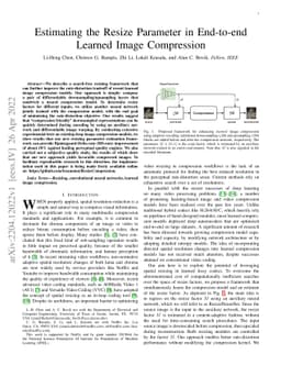 Estimating the Resize Parameter in End-to-end Learned Image Compression