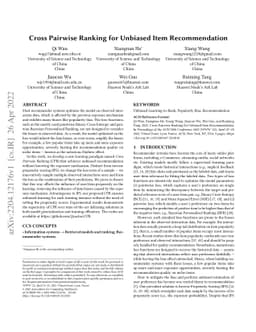 Cross Pairwise Ranking for Unbiased Item Recommendation