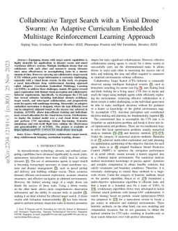 Collaborative Target Search with a Visual Drone Swarm: An Adaptive
  Curriculum Embedded Multistage Reinforcement Learning Approach