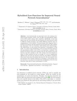 Hybridised Loss Functions for Improved Neural Network Generalisation
