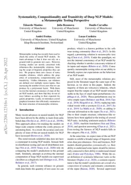 Systematicity, Compositionality and Transitivity of Deep NLP Models: a
  Metamorphic Testing Perspective