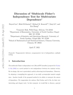 Discussion of Multiscale Fisher's Independence Test for Multivariate
  Dependence