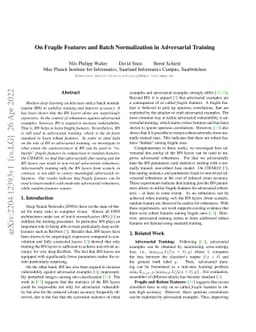 On Fragile Features and Batch Normalization in Adversarial Training