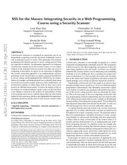XSS for the Masses: Integrating Security in a Web Programming Course
  using a Security Scanner