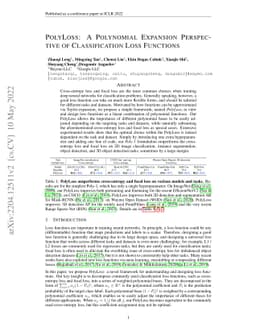PolyLoss: A Polynomial Expansion Perspective of Classification Loss
  Functions