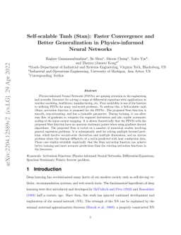 Self-scalable Tanh (Stan): Faster Convergence and Better Generalization
  in Physics-informed Neural Networks