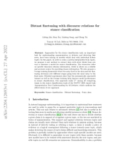 Distant finetuning with discourse relations for stance classification