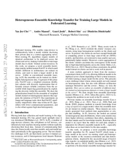 Heterogeneous Ensemble Knowledge Transfer for Training Large Models in
  Federated Learning