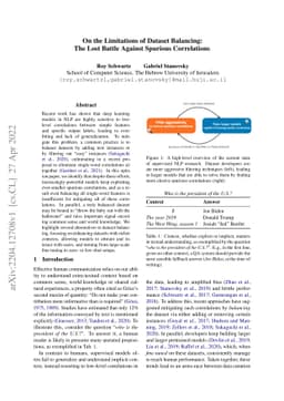 On the Limitations of Dataset Balancing: The Lost Battle Against
  Spurious Correlations