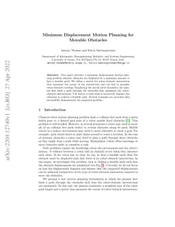 Minimum Displacement Motion Planning for Movable Obstacles