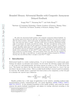 Bounded Memory Adversarial Bandits with Composite Anonymous Delayed
  Feedback