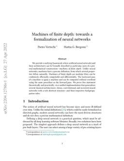 Machines of finite depth: towards a formalization of neural networks