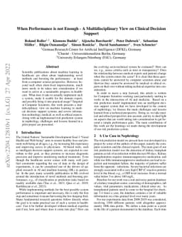 When Performance is not Enough -- A Multidisciplinary View on Clinical
  Decision Support