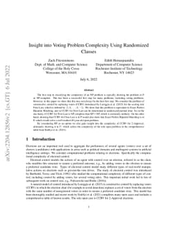 Insight into Voting Problem Complexity Using Randomized Classes