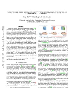 Improving Feature Generalizability with Multitask Learning in Class
  Incremental Learning