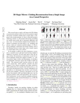 3D Magic Mirror: Clothing Reconstruction from a Single Image via a
  Causal Perspective