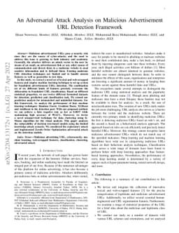 An Adversarial Attack Analysis on Malicious Advertisement URL Detection
  Framework