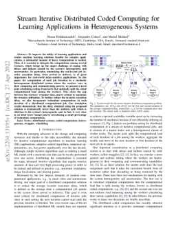 Stream Iterative Distributed Coded Computing for Learning Applications
  in Heterogeneous Systems