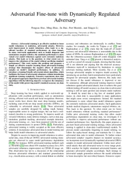 Adversarial Fine-tune with Dynamically Regulated Adversary
