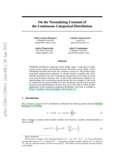 On the Normalizing Constant of the Continuous Categorical Distribution