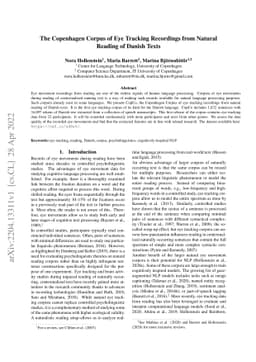 The Copenhagen Corpus of Eye Tracking Recordings from Natural Reading of
  Danish Texts