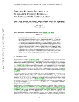 Towards Flexible Inference in Sequential Decision Problems via
  Bidirectional Transformers