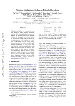 Attention Mechanism with Energy-Friendly Operations
