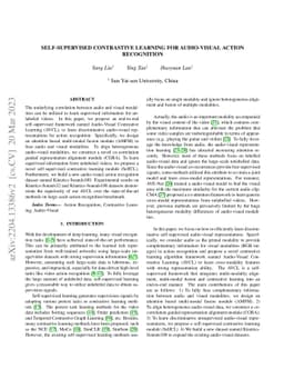 Self-supervised Contrastive Learning for Audio-Visual Action Recognition