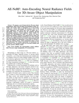 AE-NeRF: Auto-Encoding Neural Radiance Fields for 3D-Aware Object
  Manipulation