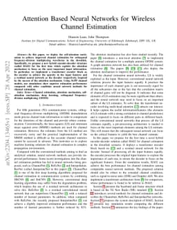 Attention Based Neural Networks for Wireless Channel Estimation
