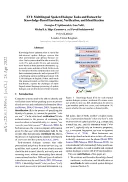 EVI: Multilingual Spoken Dialogue Tasks and Dataset for Knowledge-Based
  Enrolment, Verification, and Identification