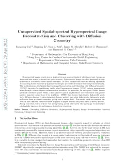 Unsupervised Spatial-spectral Hyperspectral Image Reconstruction and
  Clustering with Diffusion Geometry