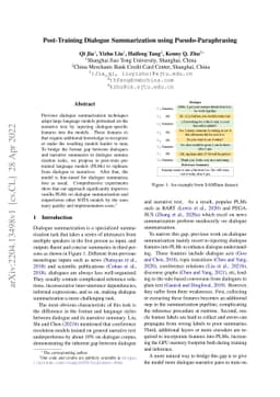 Post-Training Dialogue Summarization using Pseudo-Paraphrasing