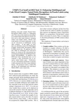 UM6P-CS at SemEval-2022 Task 11: Enhancing Multilingual and Code-Mixed
  Complex Named Entity Recognition via Pseudo Labels using Multilingual
  Transformer