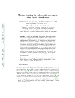 Machine Learning for Violence Risk Assessment Using Dutch Clinical Notes