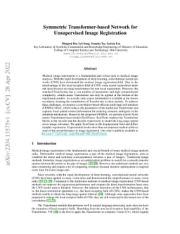 Symmetric Transformer-based Network for Unsupervised Image Registration