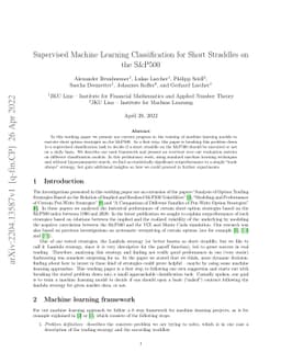 Supervised machine learning classification for short straddles on the
  S&P500