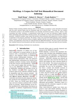 MeSHup: A Corpus for Full Text Biomedical Document Indexing