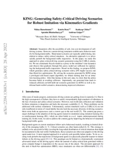 KING: Generating Safety-Critical Driving Scenarios for Robust Imitation
  via Kinematics Gradients