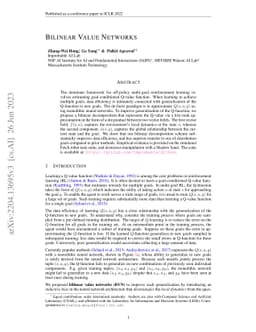 Bilinear value networks