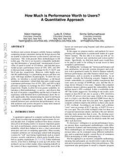 How Much is Performance Worth to Users? A Quantitative Approach