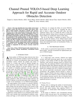 Channel Pruned YOLOv5-based Deep Learning Approach for Rapid and
  Accurate Outdoor Obstacles Detection