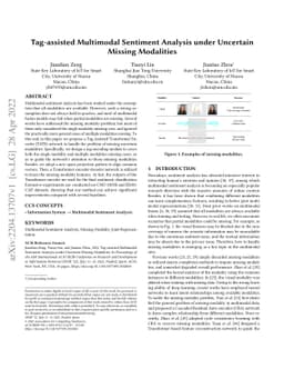 Tag-assisted Multimodal Sentiment Analysis under Uncertain Missing
  Modalities