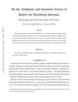 On the Arithmetic and Geometric Fusion of Beliefs for Distributed
  Inference