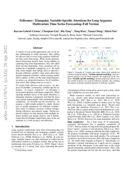 Triformer: Triangular, Variable-Specific Attentions for Long Sequence
  Multivariate Time Series Forecasting--Full Version