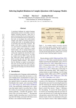 Inferring Implicit Relations in Complex Questions with Language Models